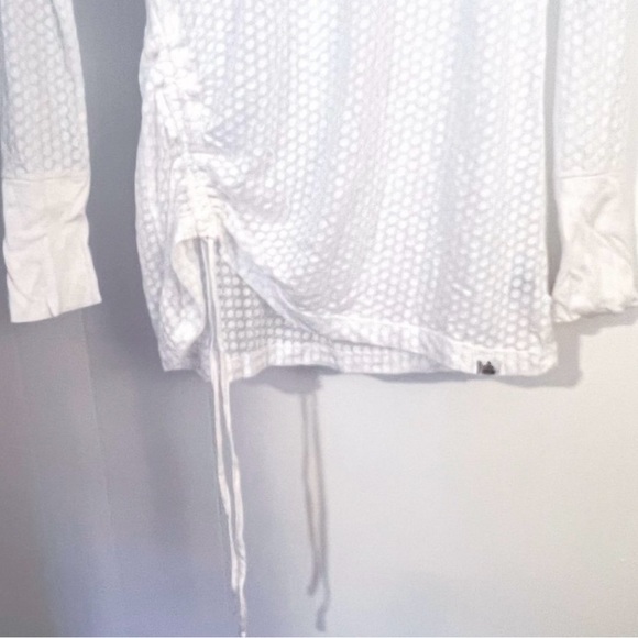 Prana yoga Brand. sheer hoodie, cute dot pattern, adjustable cinch on side. - Picture 3 of 8